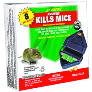 JT EATON 937 KILLS MICE REFILLABLE BAIT STATION 1-PACK & 8 REPLC BAIT BLOCKS