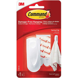 3M 17005-ES COMMAND WHITE MEDIUM SPRING CLIP - 1 CLIP / 2 STRIPS