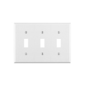 LEVITON 001-88011-000 THREE GANG SWITCH WALLPLATE WHITE