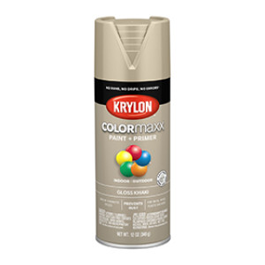 KRYLON K05526007 COLORMAXX PAINT + PRIMER GLOSS KHAKI 12 OZ INDOOR - OUTDOOR