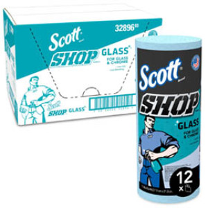 SCOTT 32896 GLASS & CHROME BLUE SHOP TOWELS  (90 TOWELS PER ROLL)