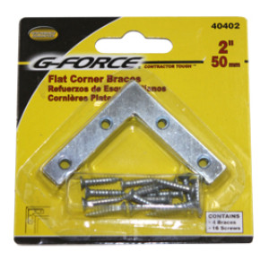 G-FORCE 40402 2" CORNER IRON ZINC PLATED CARDED WITH SCREWS (4/CARD)