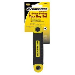 G-FORCE 24047 9 PC FOLDING TORX SET ERGO GRIP HANDLE T6 TO T30