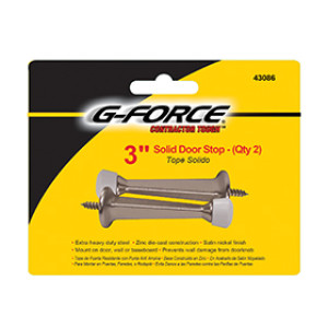 G-FORCE 43086 3" DIE CAST SATIN NICKEL SOLID DOOR STOP CARDED