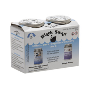 BLACK SWAN 08440 COMBO BLUE WET-OR-DRY MED BODIED PVC CEMENT & PURPLE PRIMER