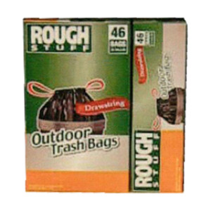ROUGH STUFF 30G46CT 30 GALLON TRASH BAG BLACK DRAWSTRING 1.1 MIL 46 COUNT