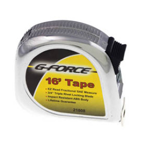 G-FORCE 21808 16' X 3/4" CHROME FINISH TAPE MEASURE