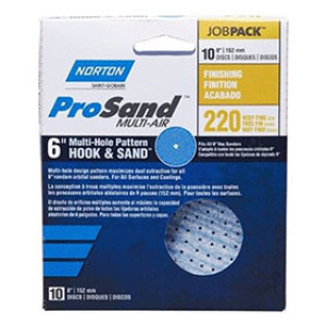 NORTON PROSAND 05320 6" X MULTI HOLE P220 HI PERFORMANCE HOOK & SAND DISC 10PK