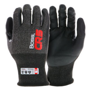 BOSS B35054-L LARGE CR5 CUT RESISTANT FOAM GRIP NITRILE GLOVES W/TOUCH