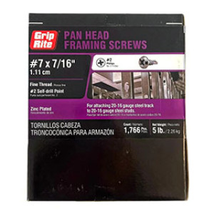 PRIME SOURCE 716ZSDPH5 7/16" ZINC PLATED SELF DRILL PAN HEAD SCREWS 5 LB