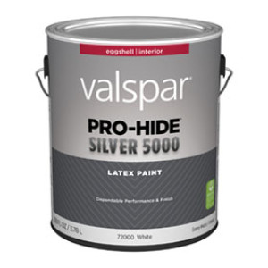 VALSPAR 72000.007 PRO-HIDE SILVER 5000 EGGSHELL WHITE INTERIOR LATEX PAINT