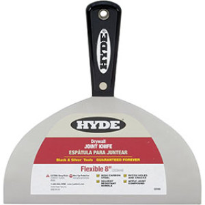 HYDE 02990 8" BLACK & SILVER FLEXIBLE TAPE KNIFE HIGH CARBON STEEL BLADE