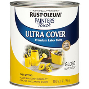RUST-OLEUM PAINTER'S TOUCH 1945502 ULTRA COVER GLOSS SUN YELLOW LATEX PAINT