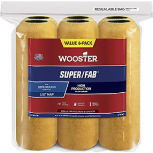 WOOSTER SUPER/FAB R750 9" X 1/2" KNIT ROLLER COVER CONTRACTOR PACK (6PK)