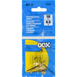 OOK 533004 50002 10 LB PROFESSIONAL PICTURE HANGERS BRASS BAGGED 4 PACK