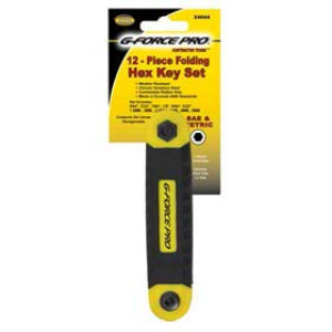 G-FORCE 24044 12 PC FOLDING HEX KEY SET ERGO GRIP HANDLE METRIC AND SAE SIZES
