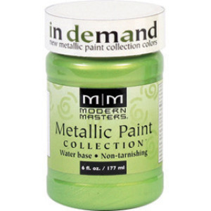 MODERN MASTERS ME706-06 6 OZ GREEN APPLE SATIN METALLIC PAINT SEMI-OPAQUE