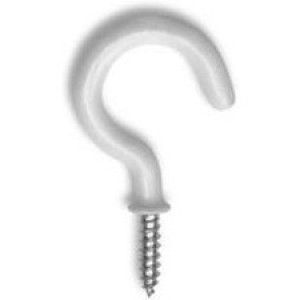 OOK 50352 7/8" WHITE VINYL CUP HOOKS (4PK) INTERIOR EXTERIOR USE SHARP POINT