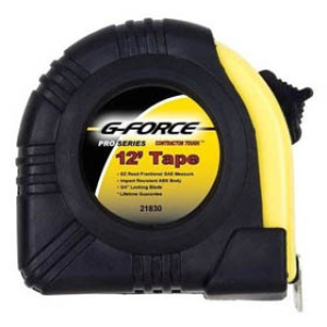 G-FORCE 21830 12' X 1/2" RUBBER GRIP TAPE MEASURE