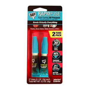 DAP 00158 RAPID FUSE 3G FAST CURING ALL PURPOSE ADHESIVE CLEAR 2PK PER CARD