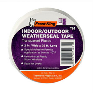 FROST KING T94H 12612 2" X 25' INDDOR/OUTDOOR CLEAR PLASTIC WEATHERSEAL TAPE