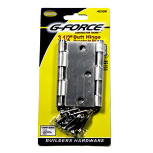 G-FORCE 42329 SQUARE CORNER SATIN NICKEL STEEL 3-1/2" BUTT HINGE 1 PAIR