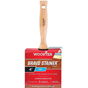 WOOSTER BRAVO STAINER F5116 4" 100% WHITE CHINA BRISTLE BRUSH THREADED HANDLE