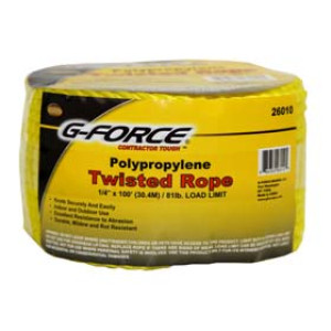 G-FORCE 26010 1/4" X 100' YELLOW TWISTED POLY ROPE