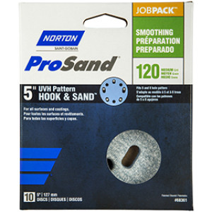 NORTON PROSAND 68361 5" P120C UVH HOOK & LOOP JOB PACK SANDING DISCS 10-PACK