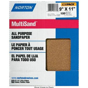 NORTON 00358 9" X 11" MULTISAND 100C GRIT ALL PURPOSE SANDPAPER JOB PACK (25)
