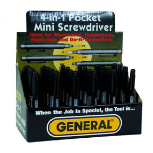 GENERAL TOOLS 744DB 74400 4-IN-1 POCKET MINI SCREWDRIVER 24PK DISPLAY BOX