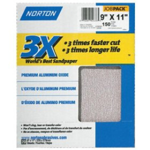 NORTON PROSAND 02638 9" X 11" P150 PREMIUM SANDING SHEETS MEDIUM JOB PACK 20PK
