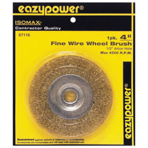 EAZYPOWER 87116 4" FINE WIRE WHEEL BRUSH 1/2" BORE - ELECTRIC GRINDERS 1-PACK