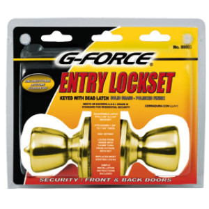 G-FORCE 80003 ENTRY TULIP KNOB LOCKSET POLISHED BRASS KW1 KEYWAY KEYED DIFFERE