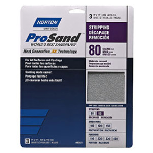 NORTON PROSAND 02621 9" X 11" P80 PREMIUM SANDING SHEETS COARSE 3-PACK H/P