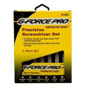 G-FORCE 21484 6 PC PRECISION SCREWEDRIVER SET WITH SOFT GRIP HANDLE