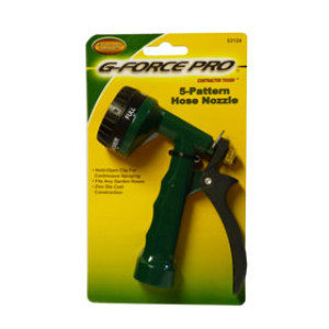 G-FORCE 53124 5 PATTERN METAL HOSE NOZZLE WITH REAR TRIGGER CARDED