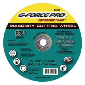 G-FORCE 44308 MASONRY CUTTING BLADE 8" X 3/32" X 5/8" TYPE 1 DIAMOND ARBOR