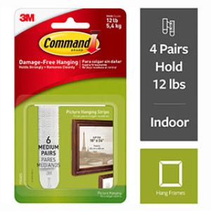 3M 17204ES COMMAND WHITE MEDIUM INTERLOCKING PICTURE HANGING STRIPS 6-SETS