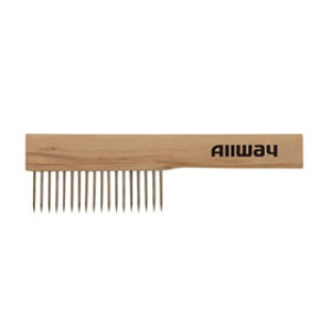 ALLWAY TOOLS 10012 BC STEEL PIN BRUSH COMB WITH HARDWOOD HANDLE CARDED