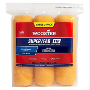 WOOSTER SUPER/FAB FTP RR927-9 9" X 1/2" GOLDEN YELLOW KNIT ROLLER COVER 3 PACK