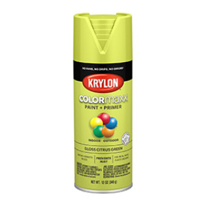 KRYLON K05512007 COLORMAXX PAINT + PRIMER GLOSS CITRUS GREEN 12 OZ IN-OUTDOOR