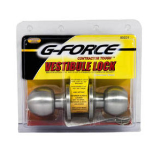 G-FORCE 80031 VESTIBULE BALL KNOB LOCKSET STAINLESS STEEL KW-1 KEYWAY