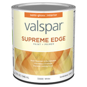 VALSPAR 33000.005 SUPREME EDGE SEMI GLOSS WHITE INTERIOR PAINT & PRIMER