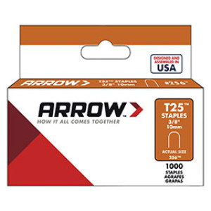 ARROW FASTENER 256 T25 3/8" ROUND CROWN STAPLES - 1000 PACK FITS T2025
