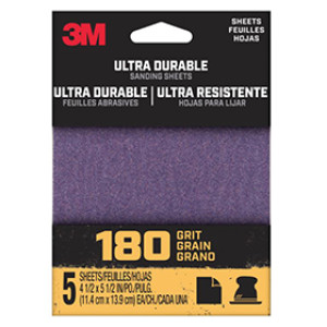 3M ULTRA DURABLE 27367 180 GRIT POWER SANDING 1/4 SHEET 5PK 20/CASE