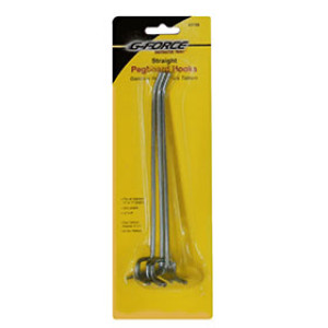 G-FORCE 43196 1/8" X 6" STRAIGHT PEGBOARD HOOKS 3 PACK CARDED