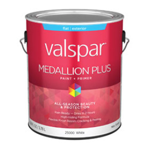 VALSPAR 25000.007 MEDALLION PLUS FLAT WHITE EXTERIOR PAINT + PRIMER