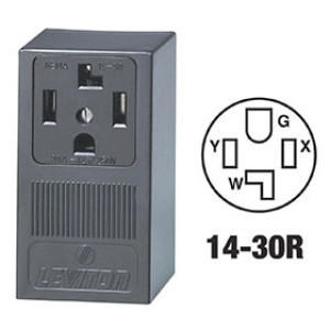LEVITON 55054-R20-P00 30A-125/250V SURFACE MOUNTING OUTLET BLACK