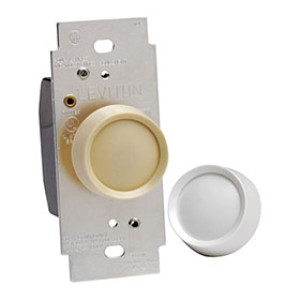 LEVITON C26-RDL06-0TW UNI PUSH ON/OFF SNG POLE ROTARY DIMMER WHITE/LT ALMOND